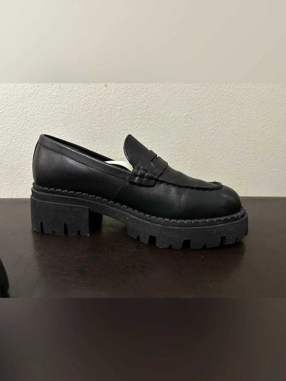 Free People Lyra Lug Sole Loafer Black Women Size 38 Size 7.5